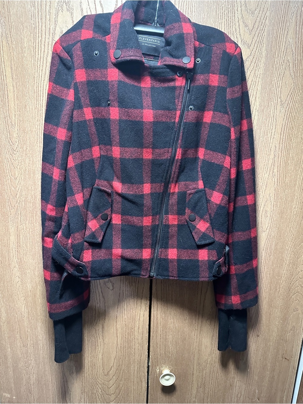 ‼️CLOSET CLOSING FINAL DAYS ‼️ Eleven Paris Red & Black Plaid coat